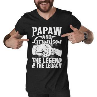 Father Grandpa Papaw And Grandson The Legend And The Legacy Matching 98 Family Dad Men V-Neck Tshirt - Monsterry AU