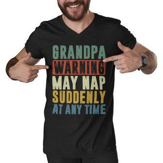 Father Grandpa Warning May Nap Suddenly 86 Family Dad Men V-Neck Tshirt - Monsterry UK