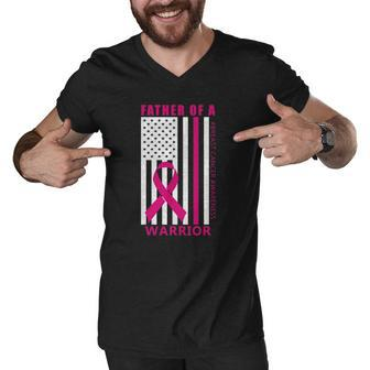 Father Of A Warrior Breast Cancer Awareness Support Squad Men V-Neck Tshirt | Mazezy