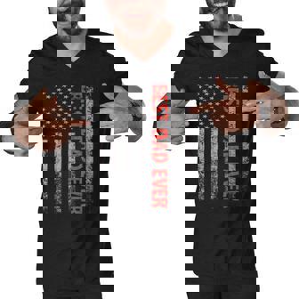 Fathers Day Best Dad Ever With Us American Flag V2 Men V-Neck Tshirt | Mazezy