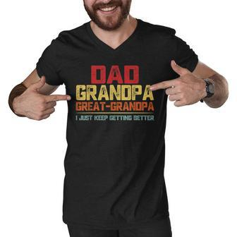 Fathers Day Gift From Grandkids Dad Grandpa Great Grandpa Men V-Neck Tshirt - Seseable