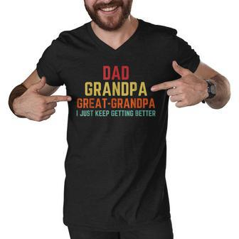Fathers Day Gift From Grandkids Dad Grandpa Great Grandpa V2 Men V-Neck Tshirt - Seseable