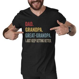 Fathers Day Gift From Grandkids Dad Grandpa Great Grandpa V3 Men V-Neck Tshirt - Seseable