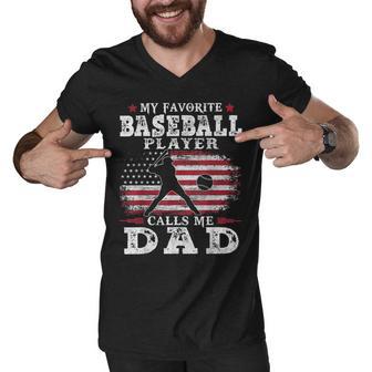 Favorite Baseball Player Calls Me Dad V2 Men V-Neck Tshirt | Favorety CA