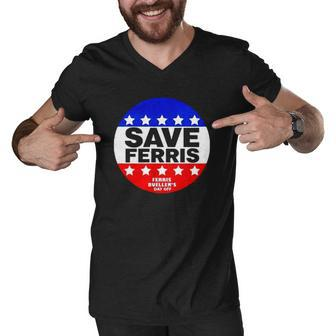 Ferris Buellers Day Off Save Ferris Badge Men V-Neck Tshirt | Mazezy
