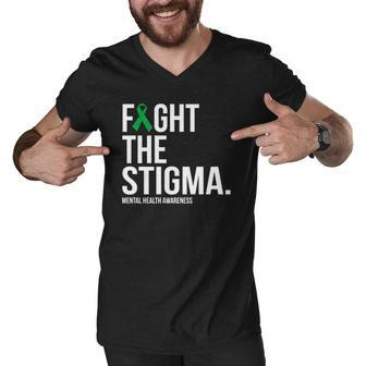 Fight The Stigma Green Ribbon Mental Health Awareness Men V-Neck Tshirt | Mazezy