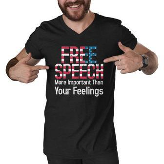 Free Speech More Important Than Feelings 1St Amendment Usa Men V-Neck Tshirt | Mazezy