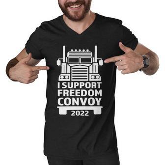 Freedom Convoy 2022 In Support Of Truckers Mandate Freedom Men V-Neck Tshirt | Favorety CA