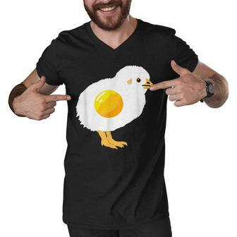 Fried Egg Chicken Sunny Side Up Egg Yolk Breakfast Food Men V-Neck Tshirt - Seseable