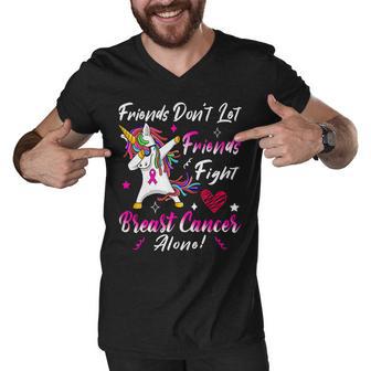 Friends Dont Let Friends Fight Breast Cancer Alone Pink Ribbon Unicorn Breast Cancer Support Breast Cancer Awareness Men V-Neck Tshirt | Favorety