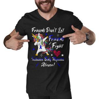 Friends Dont Let Friends Fight Ibm Alone Unicorn Blue Ribbon Inclusion Body Myositis Inclusion Body Myositis Awareness Men V-Neck Tshirt | Favorety DE