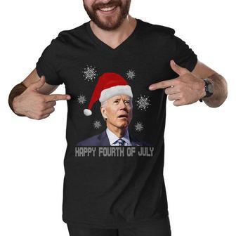 Funny Anti Joe Biden Happy 4Th Of July Merry Christmas Men V-Neck Tshirt | Favorety AU