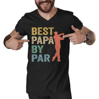 Funny Best Papa By Par Fathers Day Golf Gift Grandpa Men V-Neck Tshirt | Mazezy