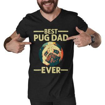 Funny Best Pug Dad Ever Art For Pug Dog Pet Lover Daddy Men V-Neck Tshirt - Seseable