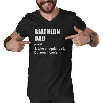 Funny Biathlon Dad Like Dad But Much Cooler Definition Men V-Neck Tshirt | Mazezy