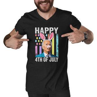 Funny Biden Happy 4Th Of July Confused Easter Biden Bunny Men V-Neck Tshirt | Mazezy