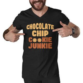 Funny Chocolate Chip Cookie Junkie Chocolate Chip Gift Men V-Neck Tshirt - Seseable