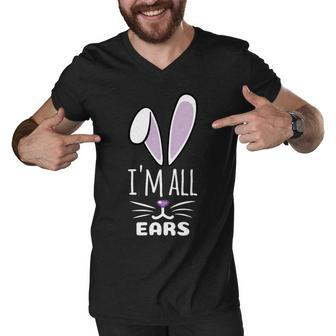 Funny Cute Pastel Purple Bunny Im All Ears Rabbit Happy Easter Day Gift For Girls Women Mom Mommy Family Birthday Holiday Christmas Men V-Neck Tshirt - Monsterry CA