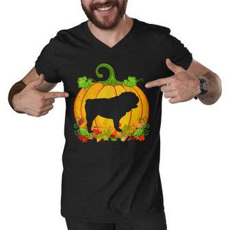 Funny Dog Owner Halloween Costume English Bulldog Men V-Neck Tshirt - Seseable