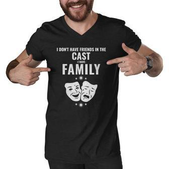 Funny Drama Masks The Cast Is My Family Men V-Neck Tshirt | Mazezy