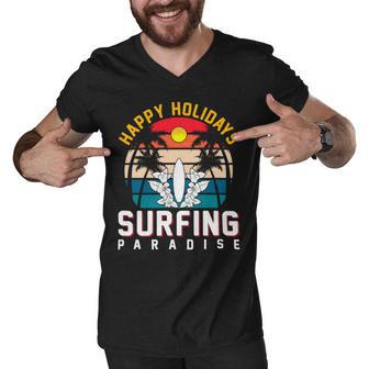 Funny Enjoy The Summer Holiday Summer Surfing Paradise Men V-Neck Tshirt | Favorety