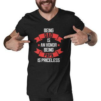 Funny Fathers Day Grandpa Being Papa Is Priceless Fun Men V-Neck Tshirt | Mazezy