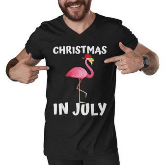 Funny Flamingo Christmas In July For Women Men Kids Men V-Neck Tshirt - Seseable