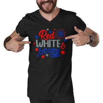 Funny Fourth Of July 4Th Of July Red White And Boozy Men V-Neck Tshirt - Seseable