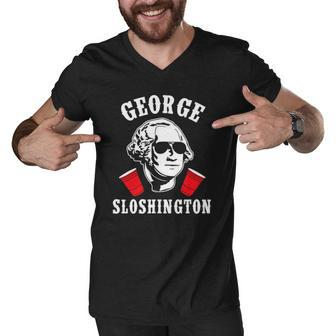 Funny George Sloshington 4Th Of July Aviator American Men V-Neck Tshirt | Mazezy