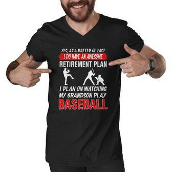 Funny I Plan On Watching My Grandson Play Baseball Men V-Neck Tshirt | Mazezy