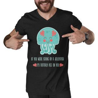Funny Jellyfish Sting Valentines Day Gift For Love Men V-Neck Tshirt | Favorety UK