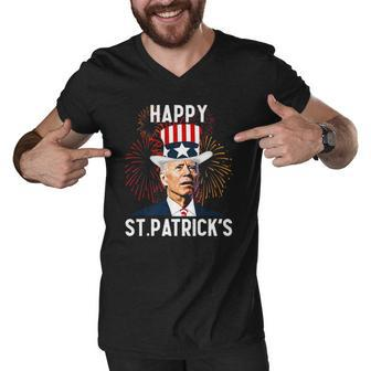Funny Joe Biden 46 Happy St Patricks Day For Fourth Of July Men V-Neck Tshirt | Mazezy