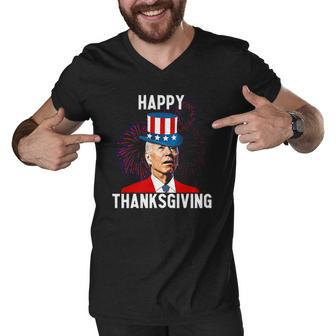 Funny Joe Biden Confused Thanksgiving For Fourth Of July Men V-Neck Tshirt | Mazezy