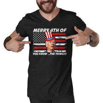 Funny Joe Biden Dazed Merry 4Th Of You Know The Thing Men V-Neck Tshirt | Mazezy