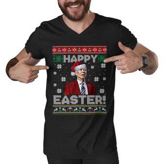 Funny Joe Biden Happy Easter Ugly Christmas Men V-Neck Tshirt | Favorety