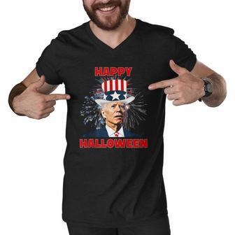 Funny Joe Biden Happy Halloween For Fourth Of July Men V-Neck Tshirt | Mazezy