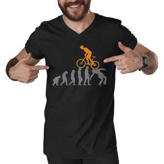 Funny Mountain Bike Evolution Biker Best Men V-Neck Tshirt | Favorety