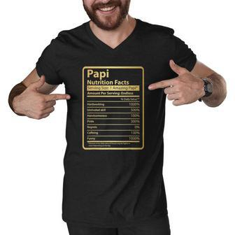 Funny Papi Nutrition Facts Fathers Day Gift Papi Men V-Neck Tshirt | Mazezy