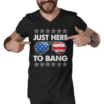 Funny Patriotic 4Th Of July Just Here To Bang Usa Sunglasses Men V-Neck Tshirt - Seseable
