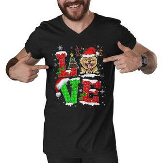 Funny Pomeranian Dog Tree Christmas Lights Xmas Pajama T-Shirt Men V-Neck Tshirt - Seseable