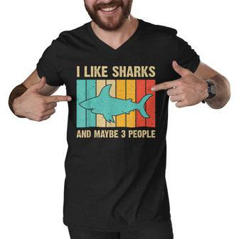 Funny Shark Design For Kids Men Women Animal Shark Stuff Men V-Neck Tshirt - Seseable