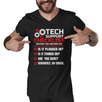 Funny Tech Support Checklist Helpdesk Men V-Neck Tshirt | Mazezy