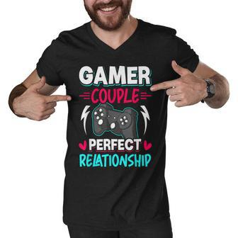 Gamer Couple Perfect Relationship Video Gamer Gaming Men V-Neck Tshirt - Seseable