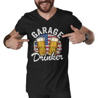Garage Drinker 4Th Of July American Flag Dad Mens Garage V2V3 Men V-Neck Tshirt - Seseable