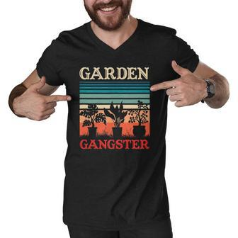 Garden Gangster Funny Gardening Retro Vintage Men V-Neck Tshirt | Mazezy