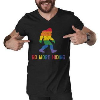 Gay Pride Support - Sasquatch No More Hiding - Lgbtq Ally Men V-Neck Tshirt | Mazezy