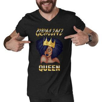 Gemini Queen Born In May-June Black Queen Birthday Men V-Neck Tshirt - Seseable