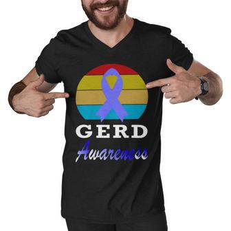 Gerd Awareness Vintage Periwinkle Blue Ribbon Gastroesophageal Reflux Disease Gerd Awareness Men V-Neck Tshirt | Favorety AU