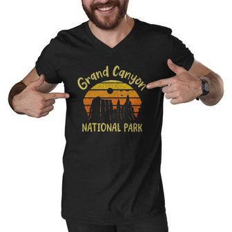 Grand Canyon National Park Hiking Travel Retro Gift Men V-Neck Tshirt | Mazezy