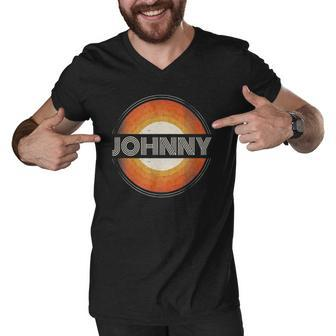 Graphic Tee First Name Johnny Retro Personalized Vintage Men V-Neck Tshirt | Mazezy